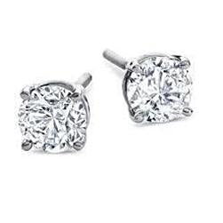 Prong set ronde geslepen diamanten oorknopjes 1.5 ct. Witgouden damessieraden - harrychadent.nl