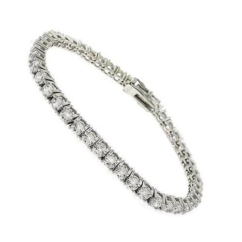 Prong Set Ronde Geslepen Echt Diamanten Tennisarmband Wit Goud 14K 6 Ct