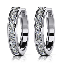 Afbeelding in Gallery-weergave laden, Prong Set Wit Goud Bekleed Hoepel Echt Diamanten Oorbellen 2,20 Ct Rond Geslepen
