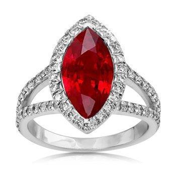 Red Marquise Cut Halo Ruby Diamond Ring Witgoud 5,55 Ct - harrychadent.nl