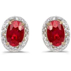 Red Ruby And Diamond Stud Halo Earring Gouden Sieraden 4.40 Karaat