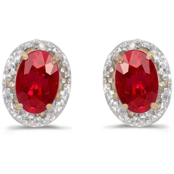 Red Ruby And Diamond Stud Halo Earring Gouden Sieraden 4.40 Karaat - harrychadent.nl