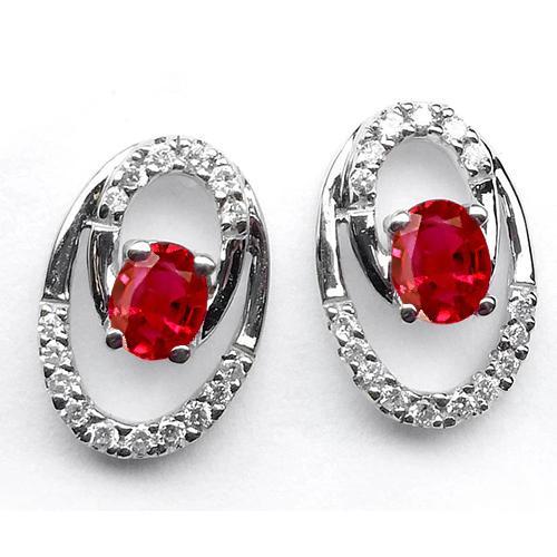 Red Ruby & Halo Diamond Dames Oorknopjes 7.20 Karaat Witgoud 14K - harrychadent.nl