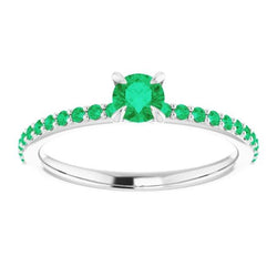 Ring 0,95 Carats Claw Prong Setting Columbian Green Emerald Nieuw