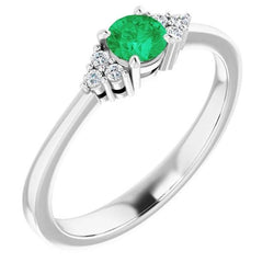 Ring 1 karaat Colombiaanse groene smaragd diamant geaccentueerde vrouwen sieraden