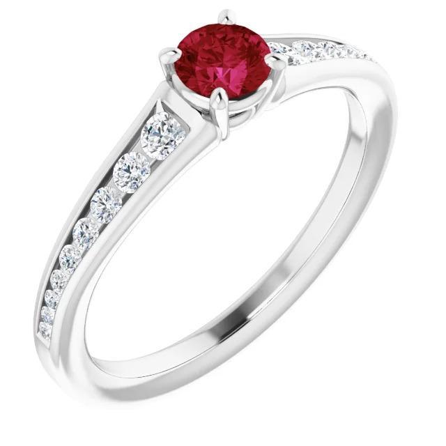 Ring 1.10 karaat Birma Ruby Diamond geaccentueerd witgoud 14K sieraden - harrychadent.nl