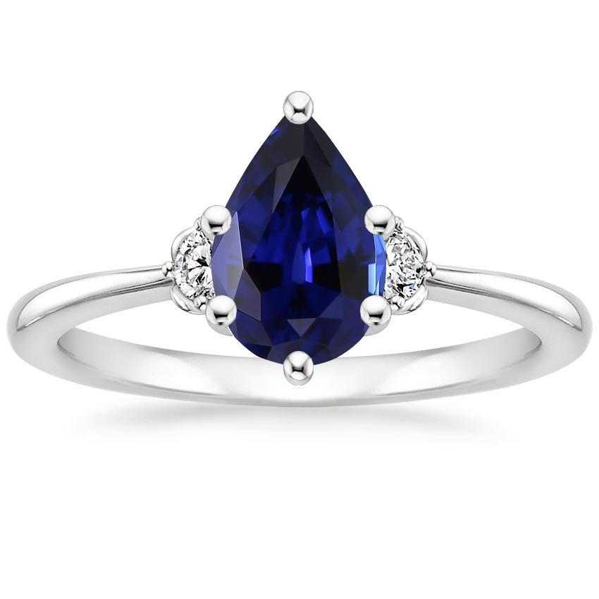 Ring met 3 stenen diamant en blauwe saffier 6,75 karaat taps toelopende schacht goud - harrychadent.nl