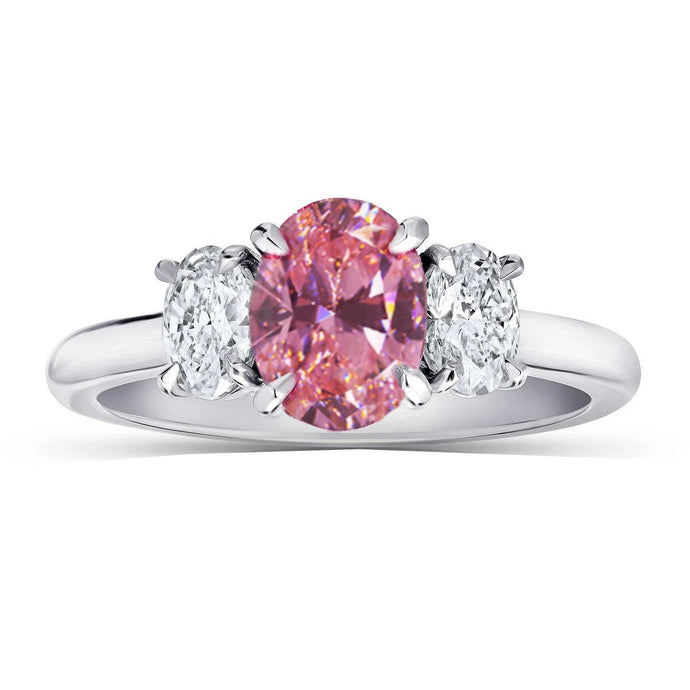 Ring met 3 stenen roze saffier met diamanten 3.50 karaat witgoud 14K - harrychadent.nl