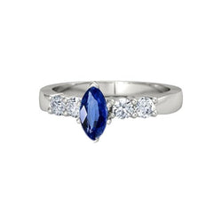 Ring met diamanten blauwe saffier Marquise & ronde sieraden 1,50 karaat
