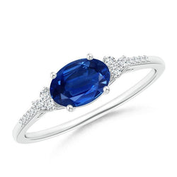 Ring met saffier en diamanten van 3,50 ct. Witgoud