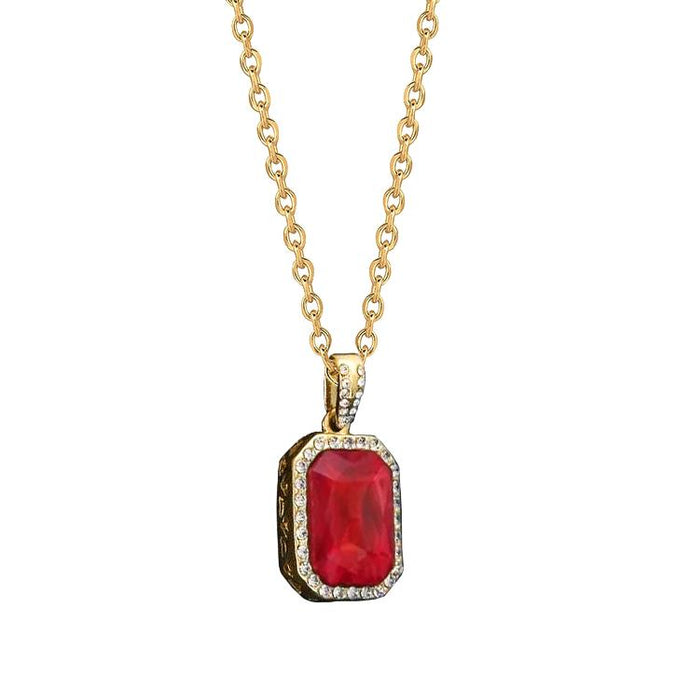 Robijn met diamant 7,10 ct. Hanger Ketting Met Ketting Geel Goud 14K - harrychadent.nl