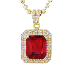 Robijn met Natuurlijke uit de aarde gewonnen Diamanten 11.20 Karaat Hanger Ketting 14K Geelgoud