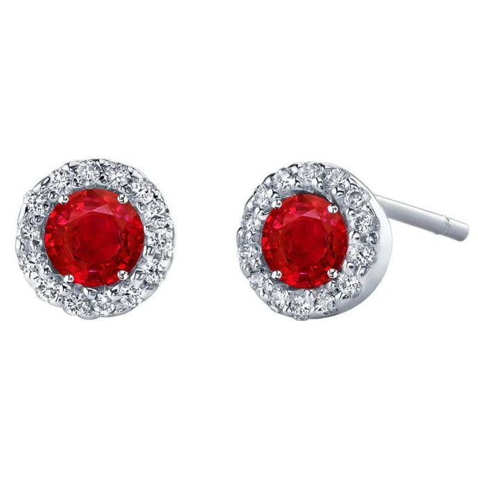 Robijn met diamanten Halo Stud Earring 5,28 ct. Wit goud 14K - harrychadent.nl