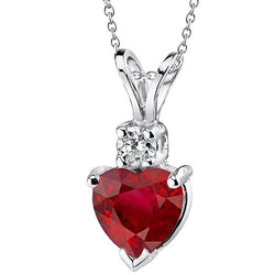 Robijn met diamanten hanger ketting 6,85 karaat witgoud 14K