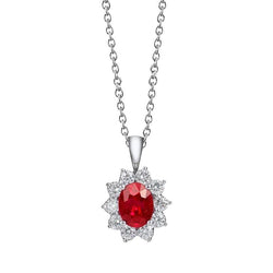 Rode Aaa Robijn En Diamanten 5.10 Karaat Hanger Ketting 14K