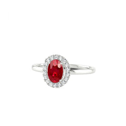 Rode Robijn Met Diamanten 3.75 Ct Ring 14K Goud Wit Nieuw