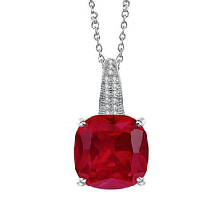 Rode Robijn Met Witte Diamanten 8.30 Ct Hanger Ketting Goud Wit 14K