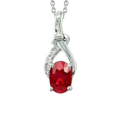 Rode robijn en diamanten 3,25 ct. Hanger Ketting Wit Goud 14K - harrychadent.nl