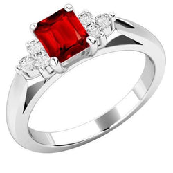 Rode robijn en diamanten 3,40 karaats ring wit goud 14K