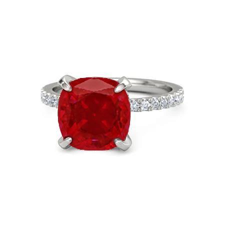 Rode robijn met diamanten 4.25 karaat ring 14K witgoud - harrychadent.nl