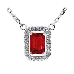 Rode robijn met diamanten hanger ketting 5.50 karaat WG 14K