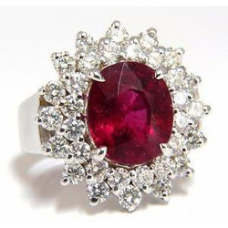 Rode toermalijn en diamanten 6.5 ct verlovingsring 14K goud