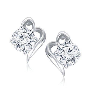 Rond geslepen 1 karaats Solitaire diamanten oorknopjes - harrychadent.nl