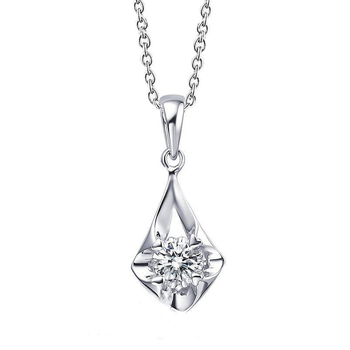 Rond geslepen 1.25 karaat diamanten hanger ketting goud wit 14K - harrychadent.nl