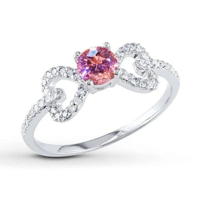 Rond geslepen 3 karaat roze saffier en diamanten fancy ring wit goud 14k - harrychadent.nl