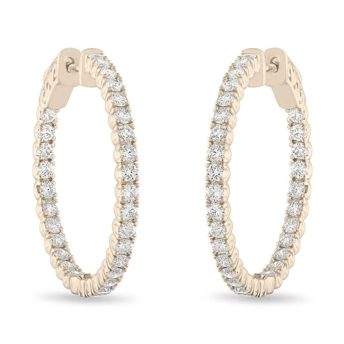 Rond geslepen 4,50 karaat diamanten dames hoepel oorbellen goud geel 14K - harrychadent.nl