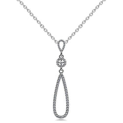 Rond geslepen 5.00 karaat diamanten Keltisch kruis Teardrop hanger ketting