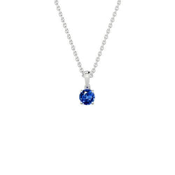 Rond geslepen Ceylon saffier diamanten hanger ketting 2 karaat WG 14K