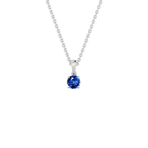 Rond geslepen Ceylon saffier diamanten hanger ketting 2 karaat WG 14K - harrychadent.nl