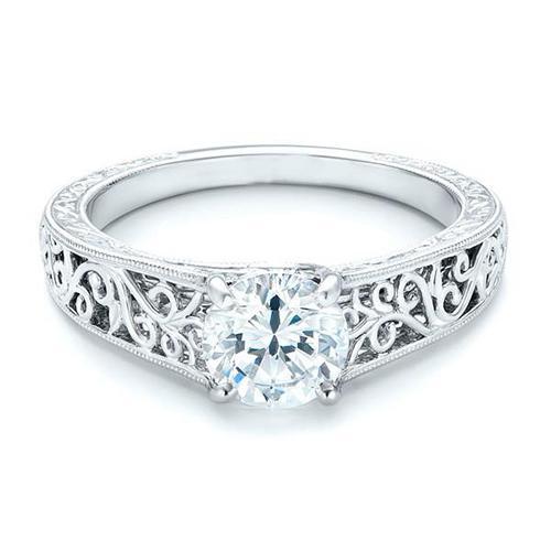 Rond geslepen Solitaire diamanten ring in antieke stijl van 1,50 ct - harrychadent.nl