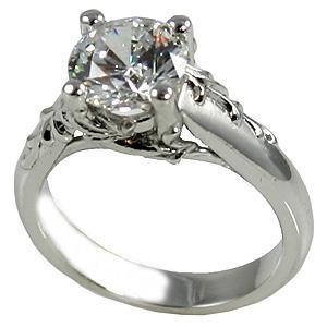 Rond geslepen diamanten ring met antieke look 2,75 karaat sprankelend wit goud 14K - harrychadent.nl
