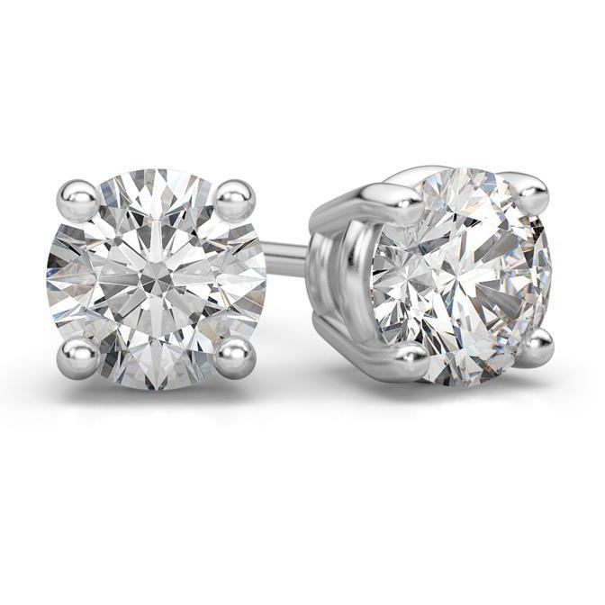 Rond geslepen sprankelende 3,80 ct diamanten Stud Earring wit goud 14K - harrychadent.nl
