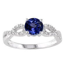 Afbeelding in Gallery-weergave laden, Rond geslepen tanzaniet 3.50 karaat diamanten fancy ring wit goud 14k - harrychadent.nl
