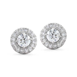 Rond Geslepen 1,82 Karaat Echt Diamanten Oorknopjes Halo Wit Goud 14K