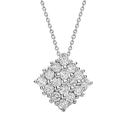 Rond Geslepen Echt Diamanten Cluster Hanger Ketting 4,0 Karaat Witgoud 14K