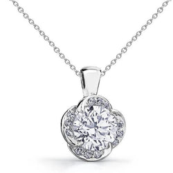 Rond Geslepen uit de aarde gewonnen Diamanten Hanger Ketting 2.60 Karaat Witgoud 14K