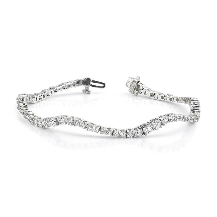 Rond Geslepen Echt Diamanten Witgouden 14K Klassieke Wave Journey Armband 7 Ct