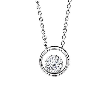 Rond Geslepen Halo Echt Diamanten Halsketting Hanger 1,5 Karaat Witgoud 14K