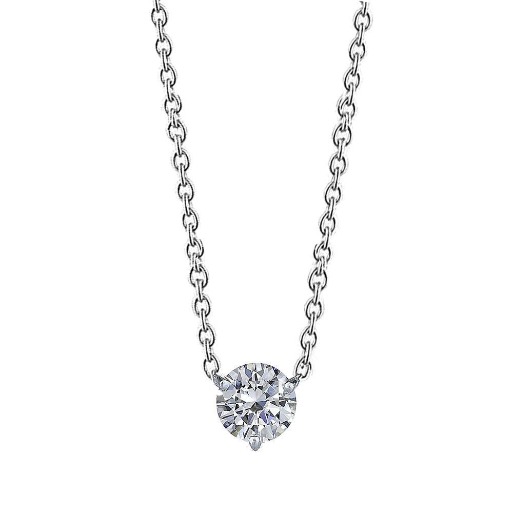 Rond Geslepen Solitaire Echt Diamanten Halsketting Hanger 0,75 Karaat Witgoud 14K
