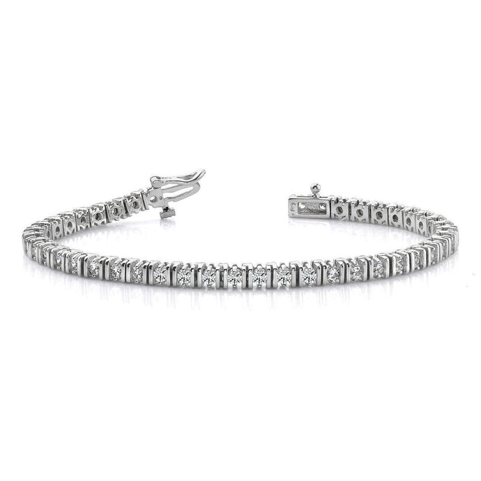 Rond Geslepen Sprankelende 4 Karaats echt Diamanten Tennis Armband Wit Goud 14K - harrychadent.nl