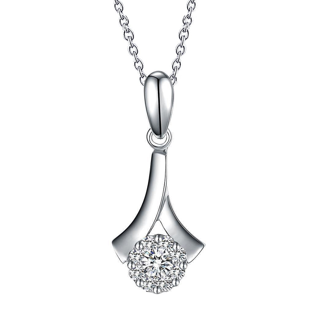 Rond Geslepen Sprankelende Echt Diamanten Hanger Ketting 3,50 Karaat Witgoud 14K