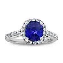 Afbeelding in Gallery-weergave laden, Ronde 2.50 karaat blauwe saffier met diamanten ring wit goud 14K - harrychadent.nl
