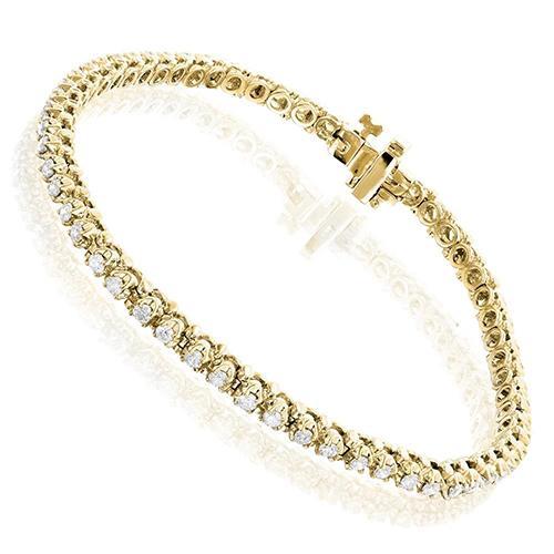 Ronde 3,80 karaat diamanten dames tennisarmband met tandenset YG 14K - harrychadent.nl