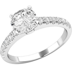 Ronde 4 ct diamanten trouwring met accenten witgouden sieraden