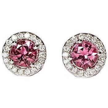 Ronde 8 karaat toermalijn & Diamond Stud Pave Earring wit goud 14K - harrychadent.nl