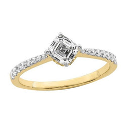 Ronde & Asscher Diamond Solitaire Ring Taps toelopende schacht 3,25 karaat